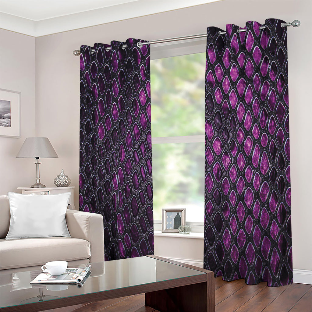 Purple Snakeskin Print Extra Wide Grommet Curtains