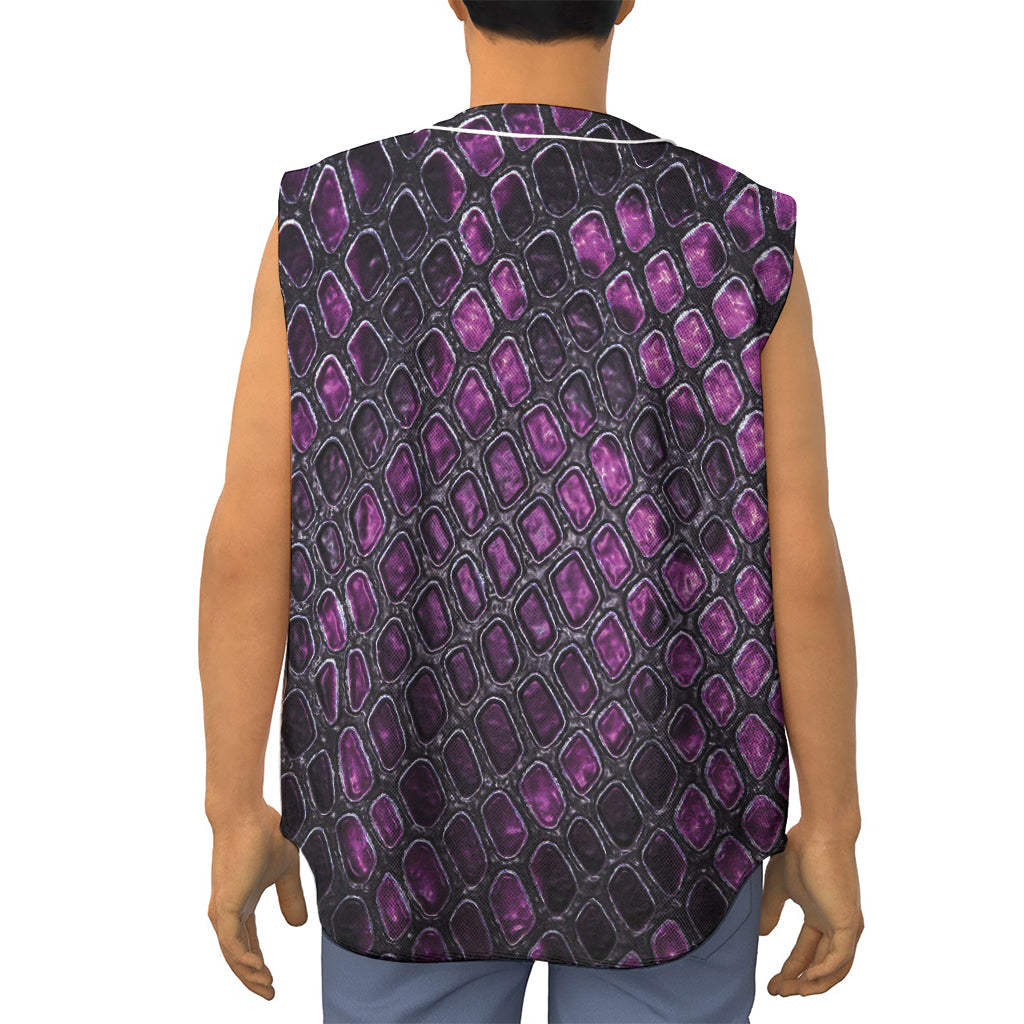 Purple Snakeskin Print Sleeveless Baseball Jersey
