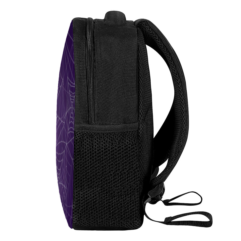 Purple Spider Web Pattern Print Casual Backpack