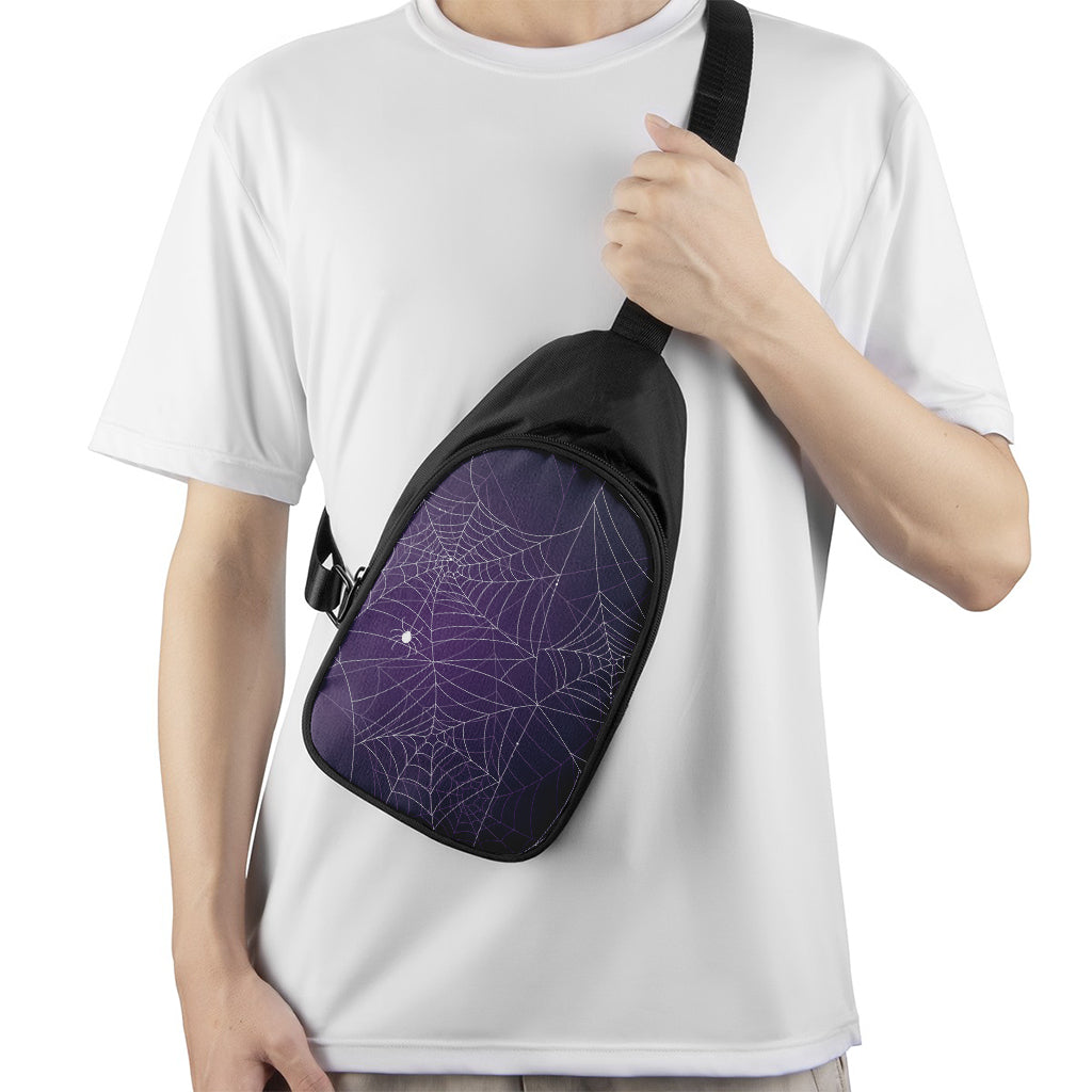 Purple Spider Web Pattern Print Chest Bag