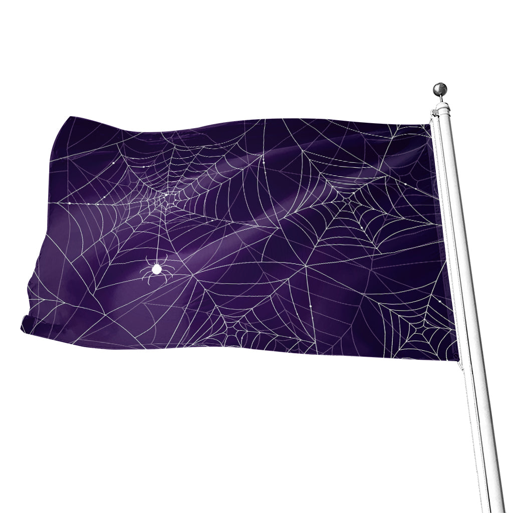 Purple Spider Web Pattern Print Flag