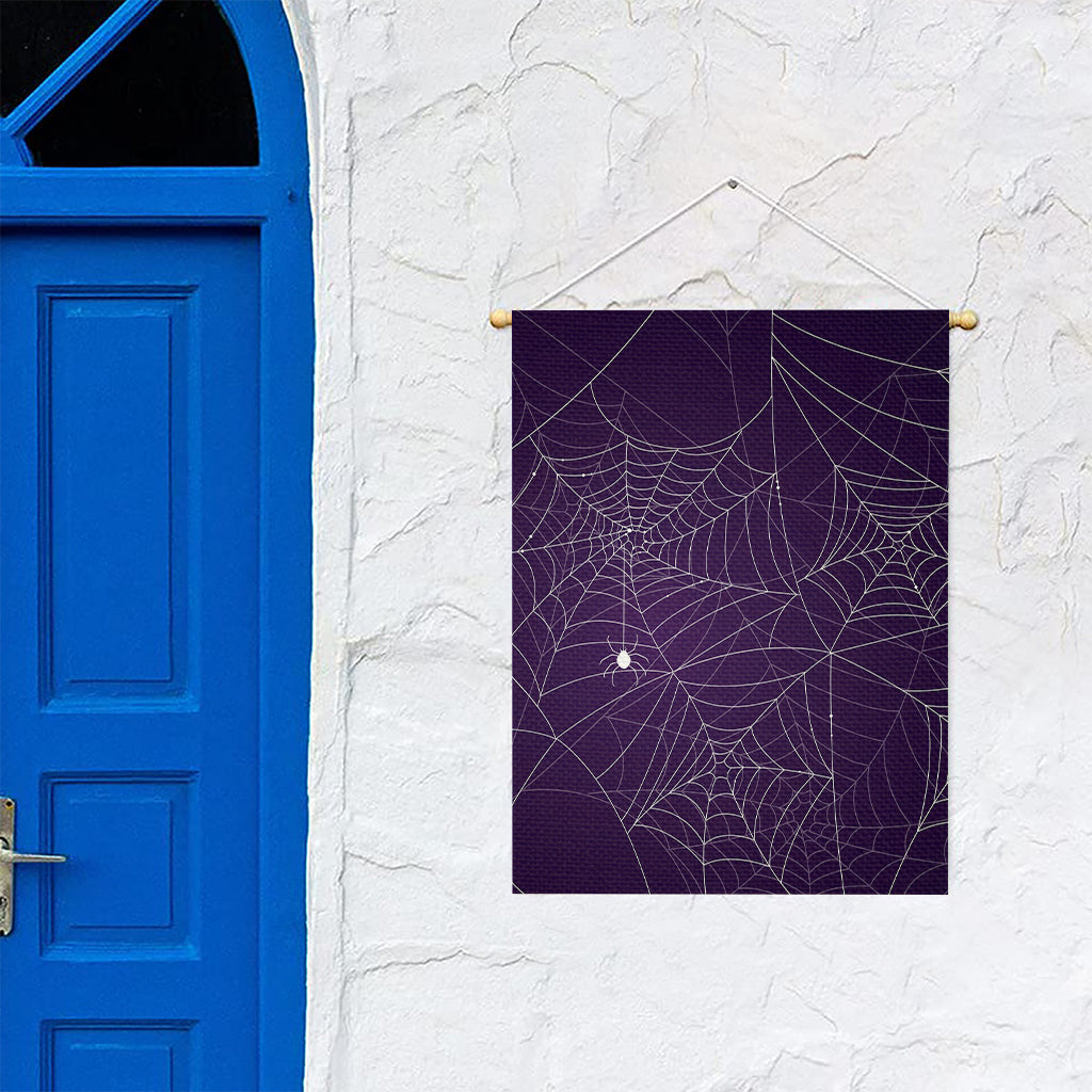 Purple Spider Web Pattern Print Garden Flag
