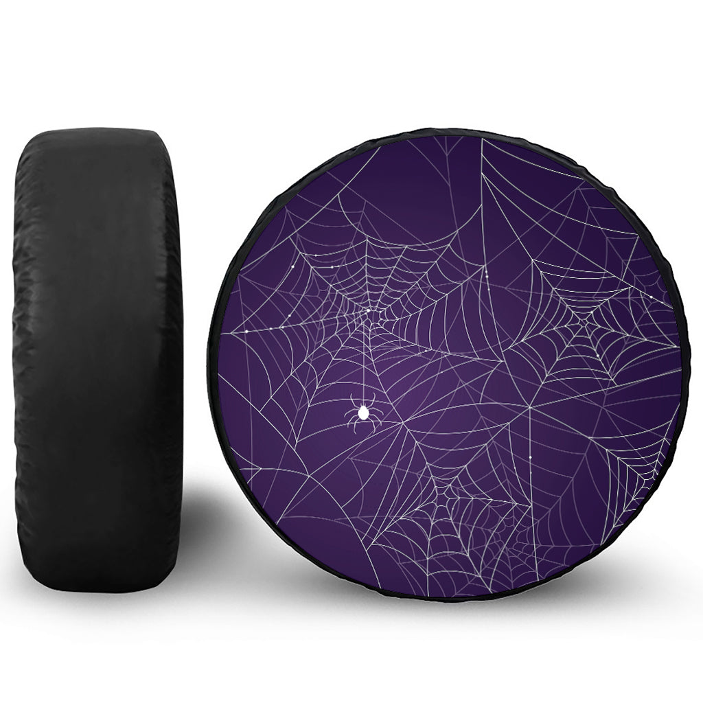 Purple Spider Web Pattern Print Tire Cover