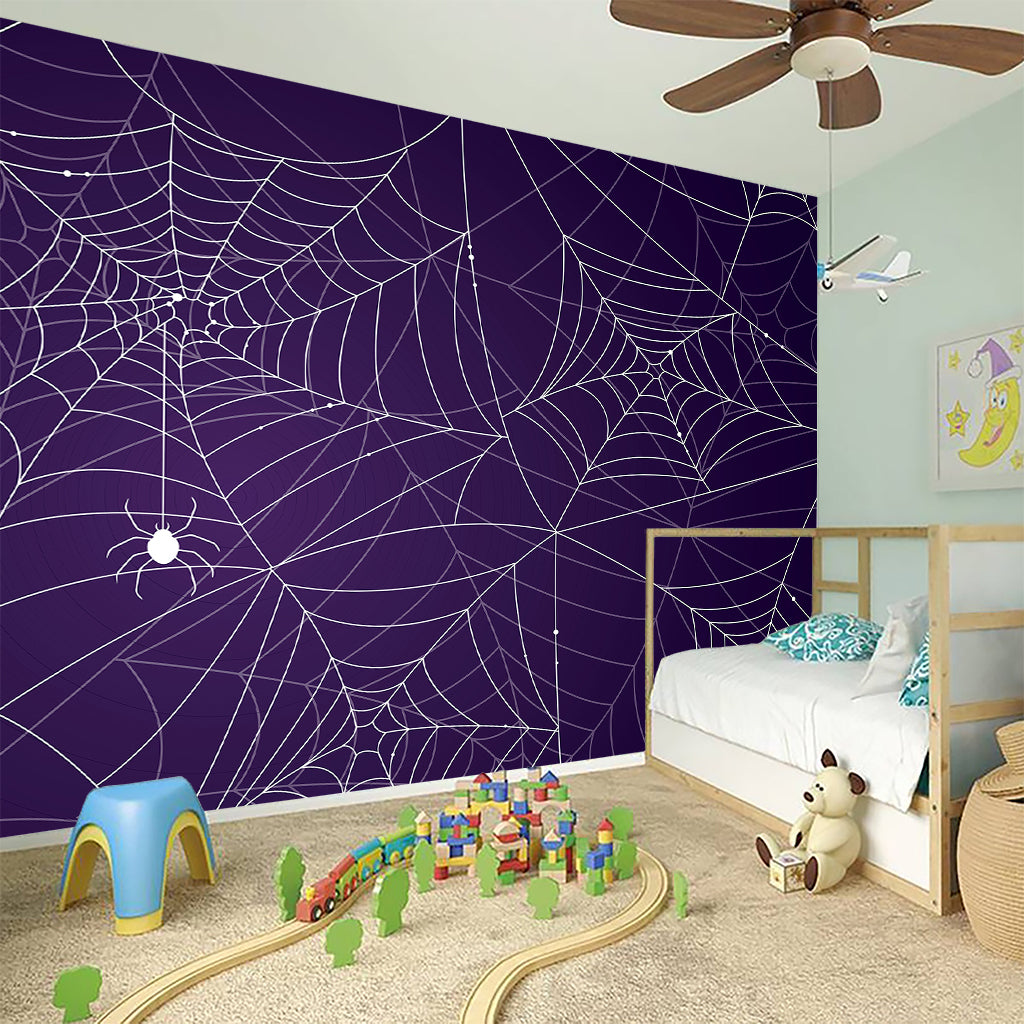 Purple Spider Web Pattern Print Wall Sticker
