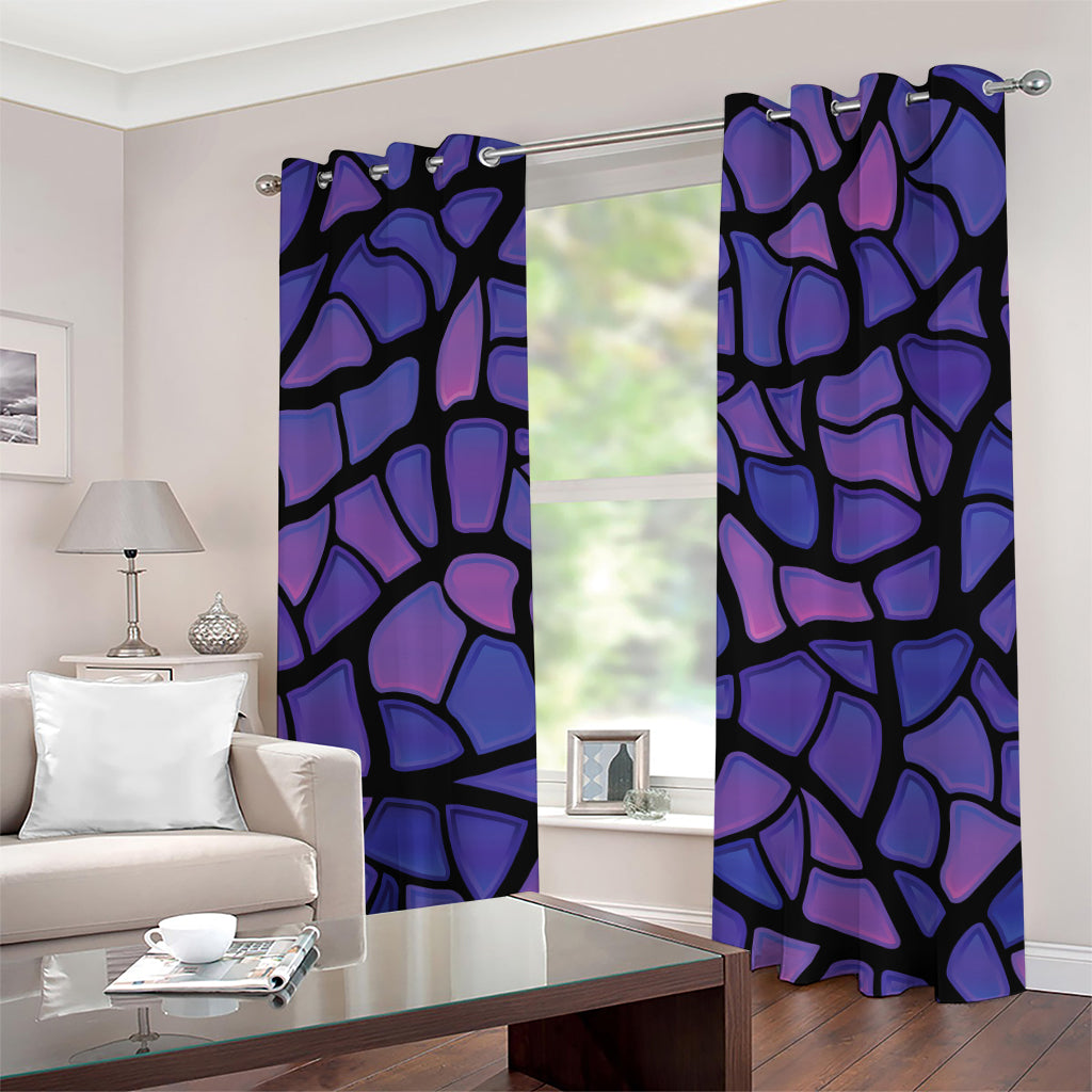 Purple Stained Glass Mosaic Print Grommet Curtains