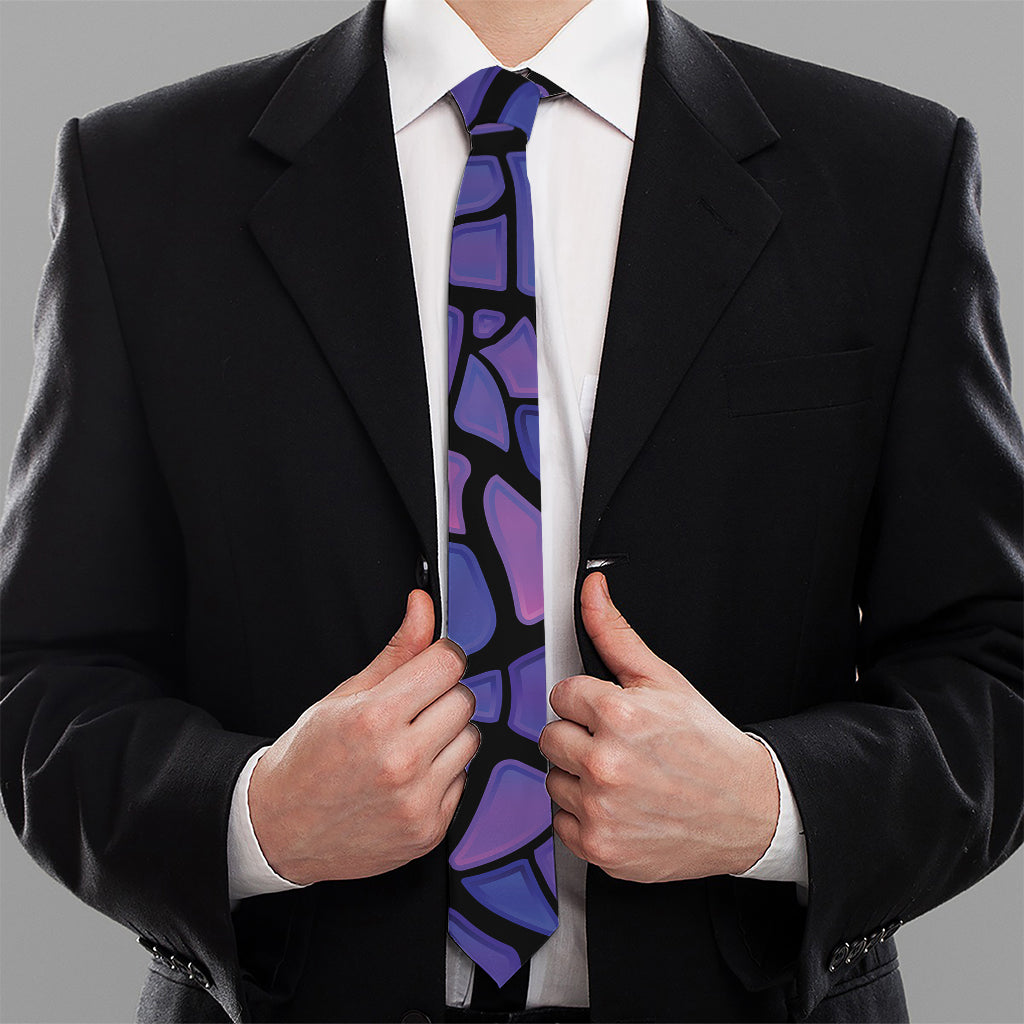 Purple Stained Glass Mosaic Print Necktie
