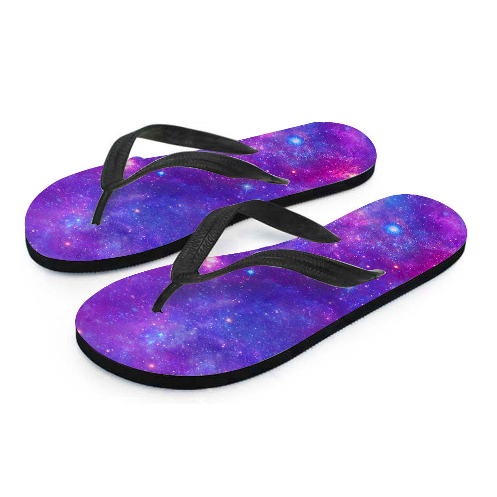 Purple Stardust Cloud Galaxy Space Print Flip Flops