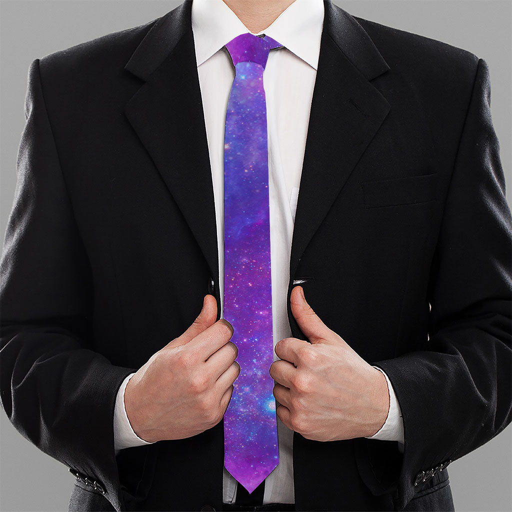 Purple Stardust Cloud Galaxy Space Print Necktie
