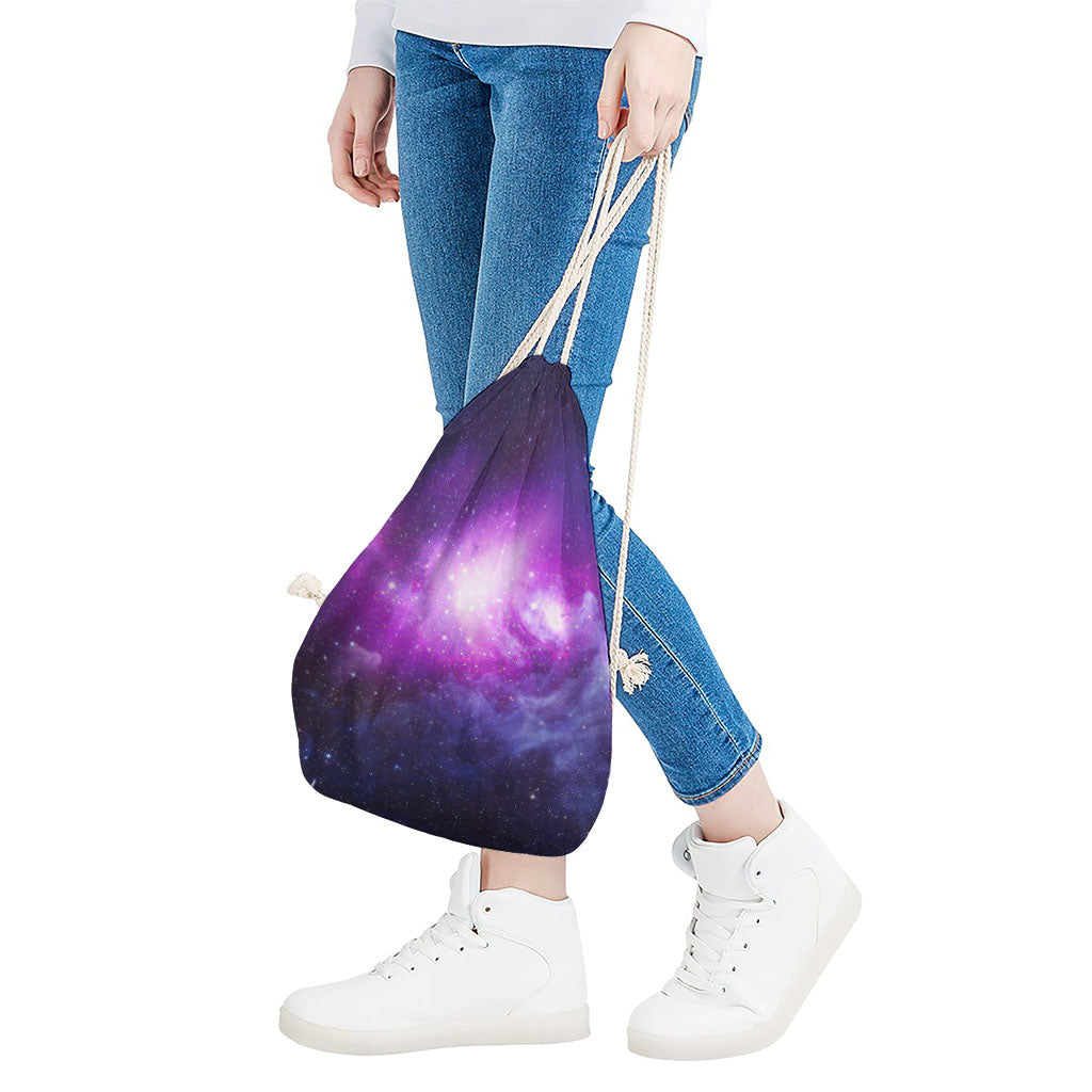 Purple Starfield Galaxy Space Print Drawstring Bag