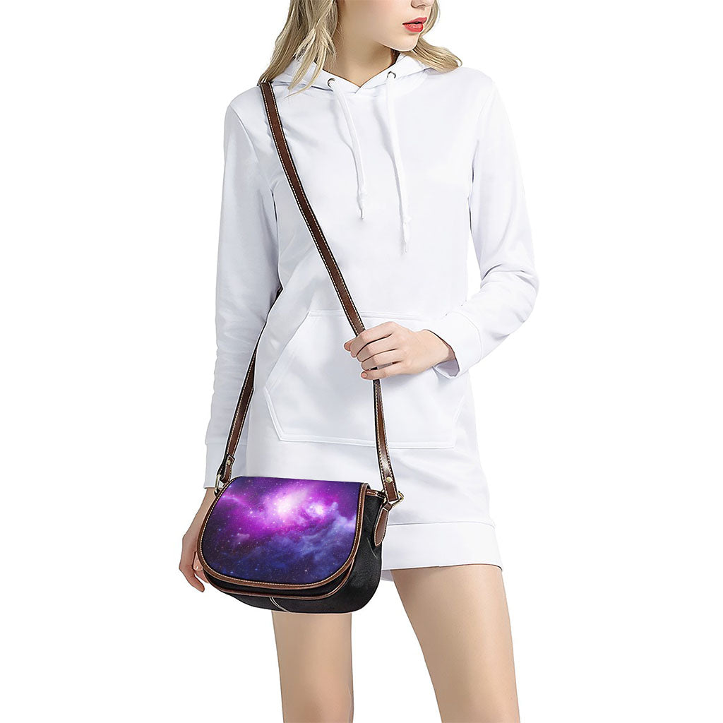 Purple Starfield Galaxy Space Print Saddle Bag