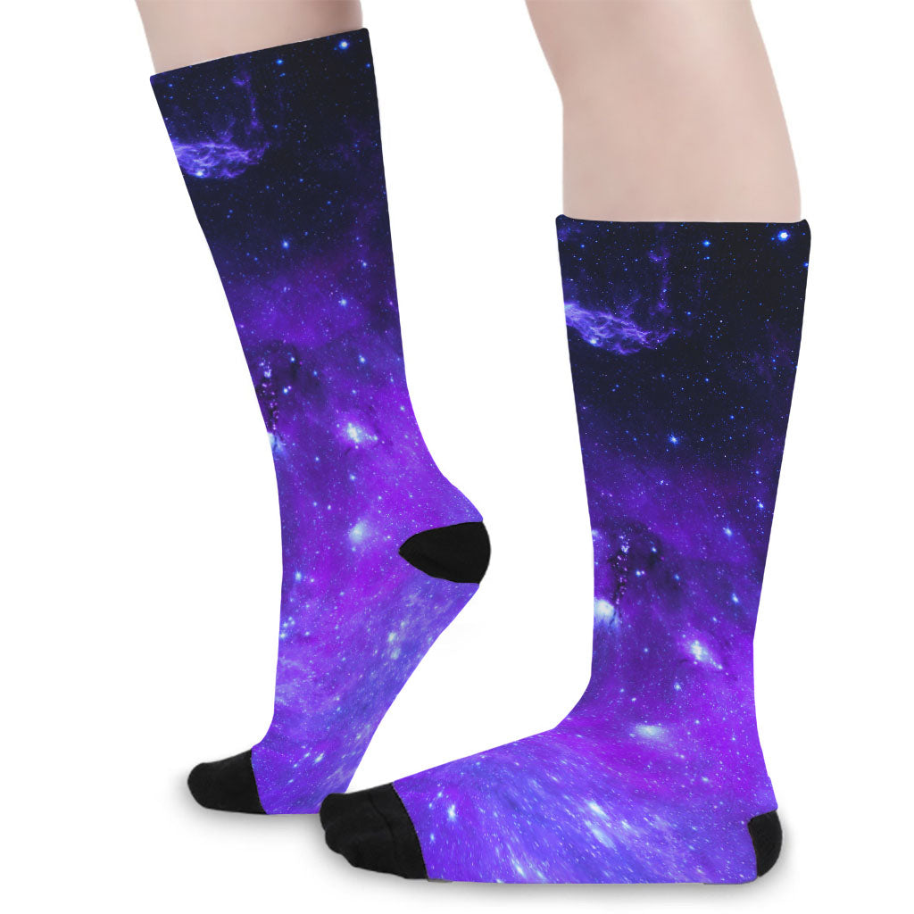 Purple Stars Nebula Galaxy Space Print Long Socks