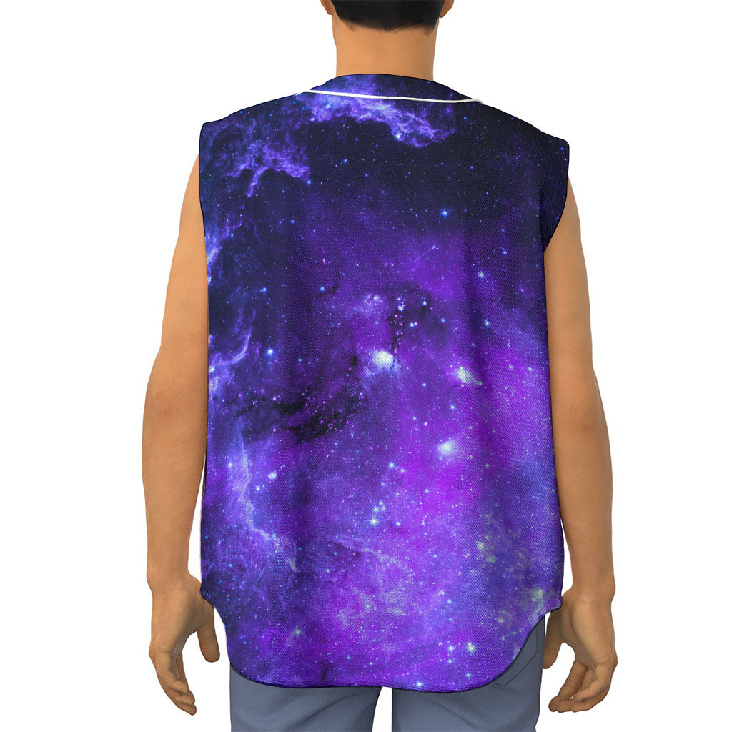 Purple Stars Nebula Galaxy Space Print Sleeveless Baseball Jersey
