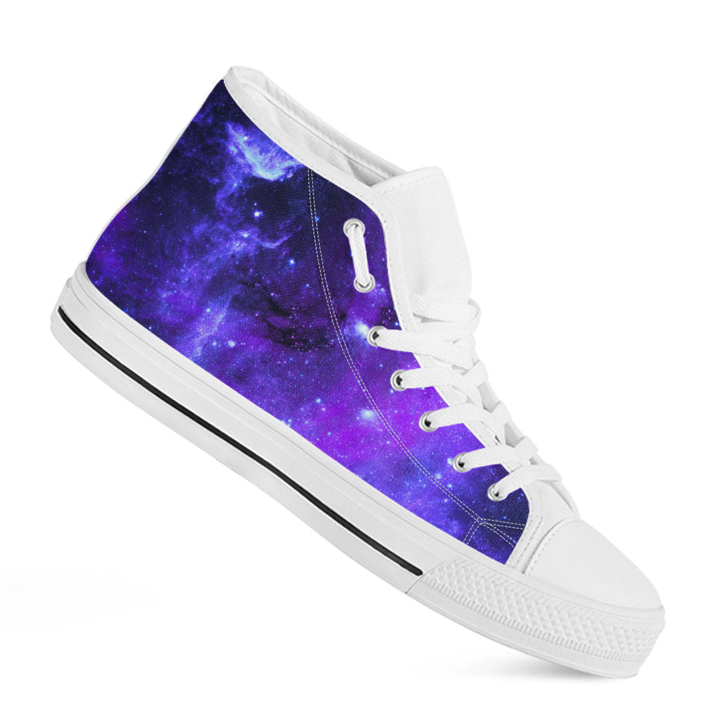 Purple Stars Nebula Galaxy Space Print White High Top Sneakers