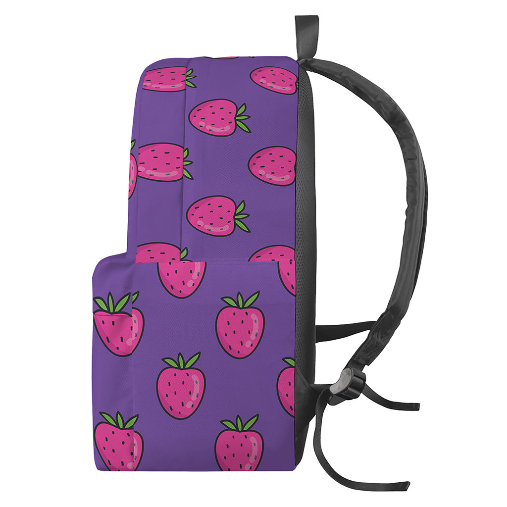 Purple Strawberry Pattern Print Backpack