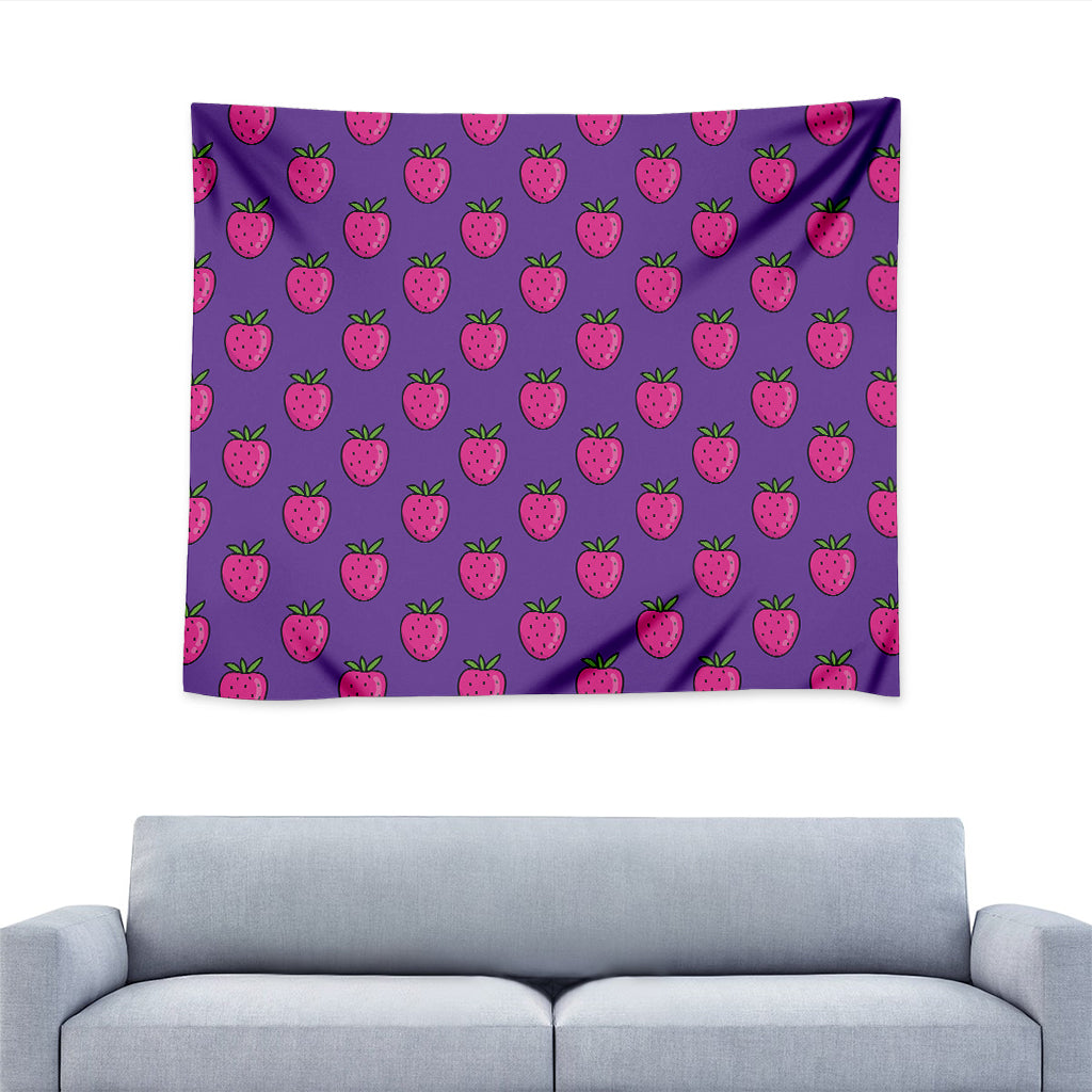 Purple Strawberry Pattern Print Tapestry