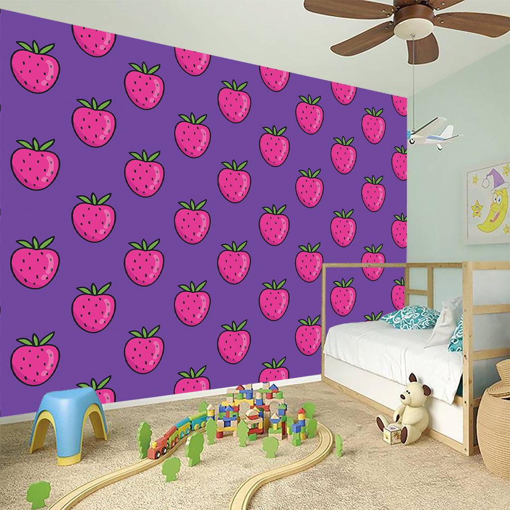 Purple Strawberry Pattern Print Wall Sticker