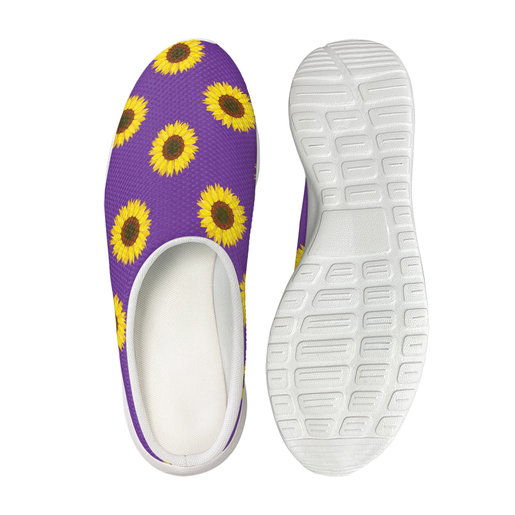 Purple Sunflower Pattern Print Mesh Casual Shoes