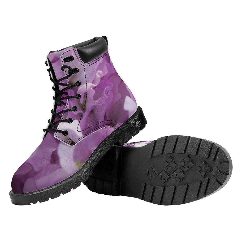 Purple Sweet Pea Print Work Boots