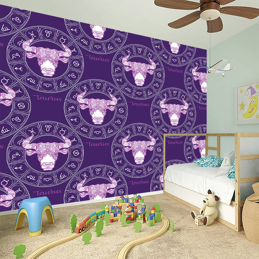 Purple Taurus Zodiac Pattern Print Wall Sticker