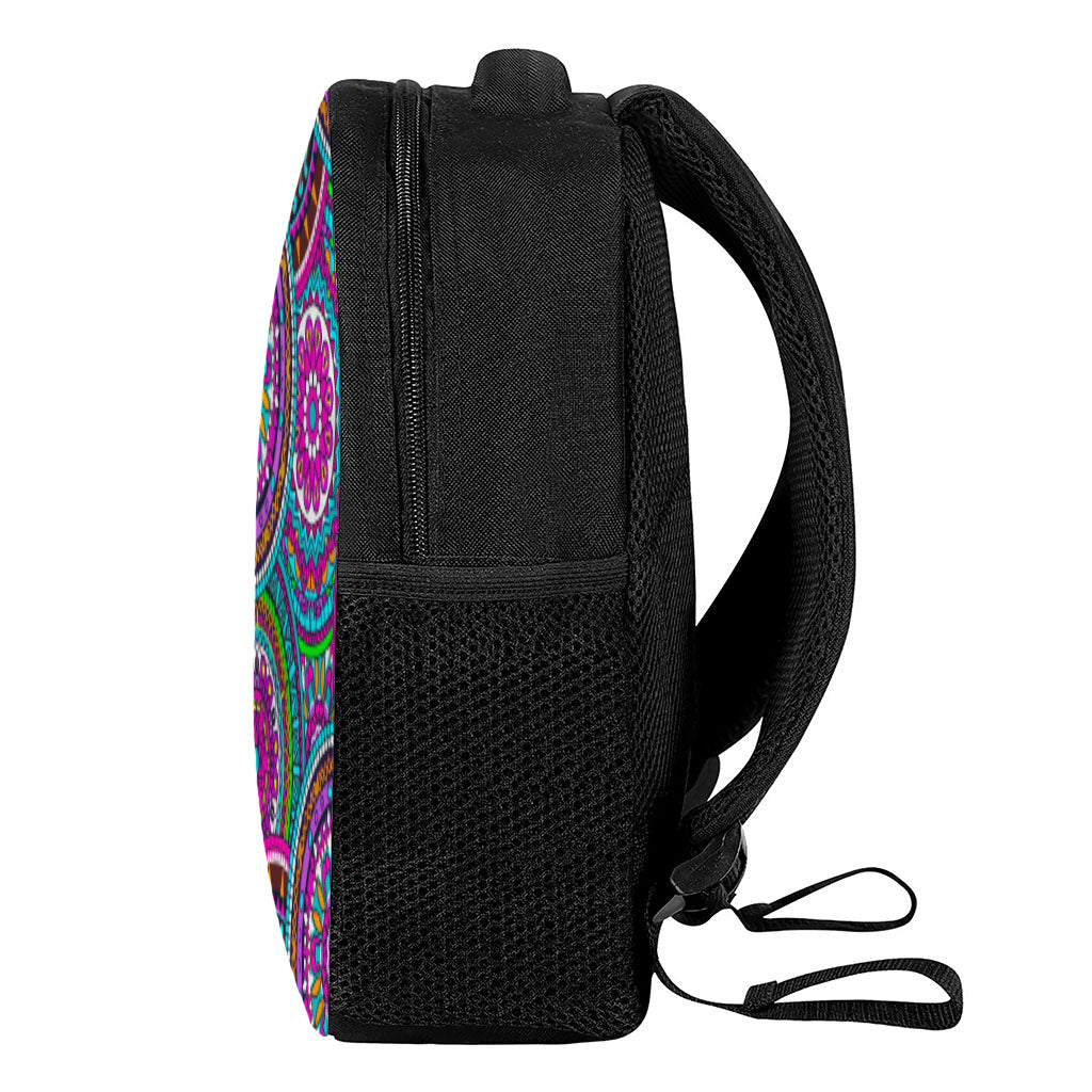 Purple Teal Circle Mandala Print Casual Backpack