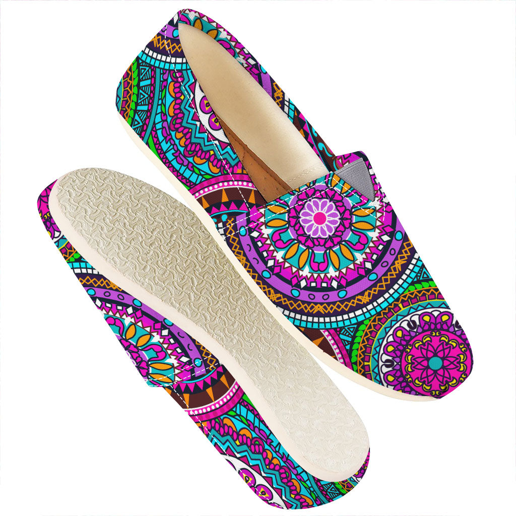 Purple Teal Circle Mandala Print Casual Shoes