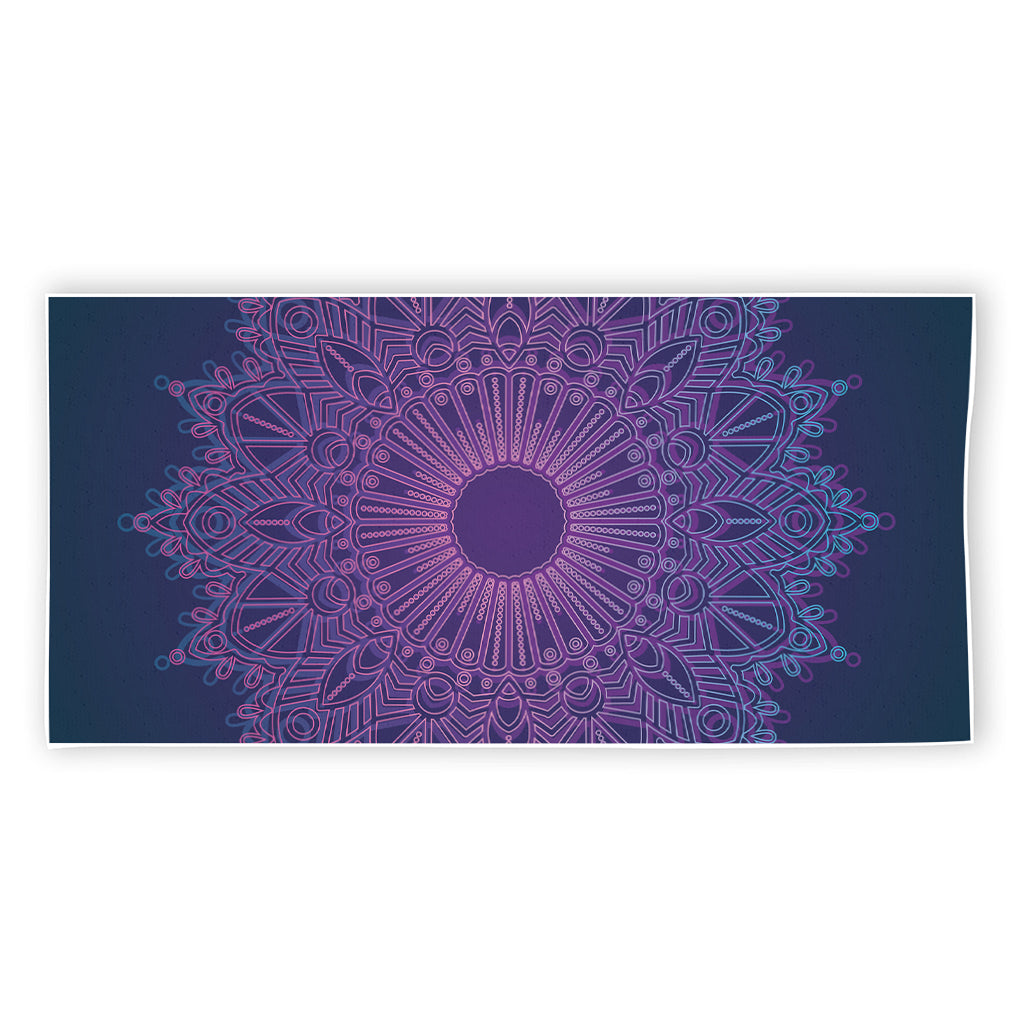 Purple Trippy Mandala Print Beach Towel