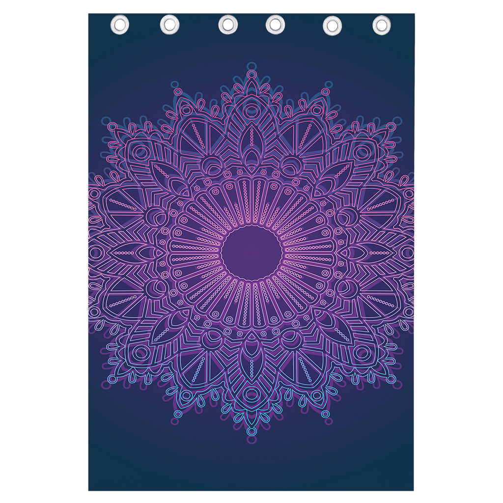 Purple Trippy Mandala Print Curtain