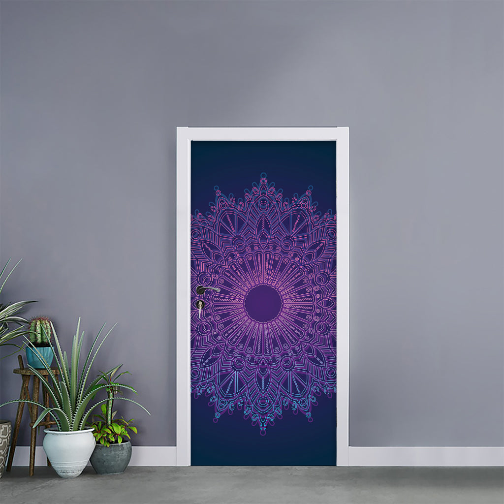 Purple Trippy Mandala Print Door Sticker