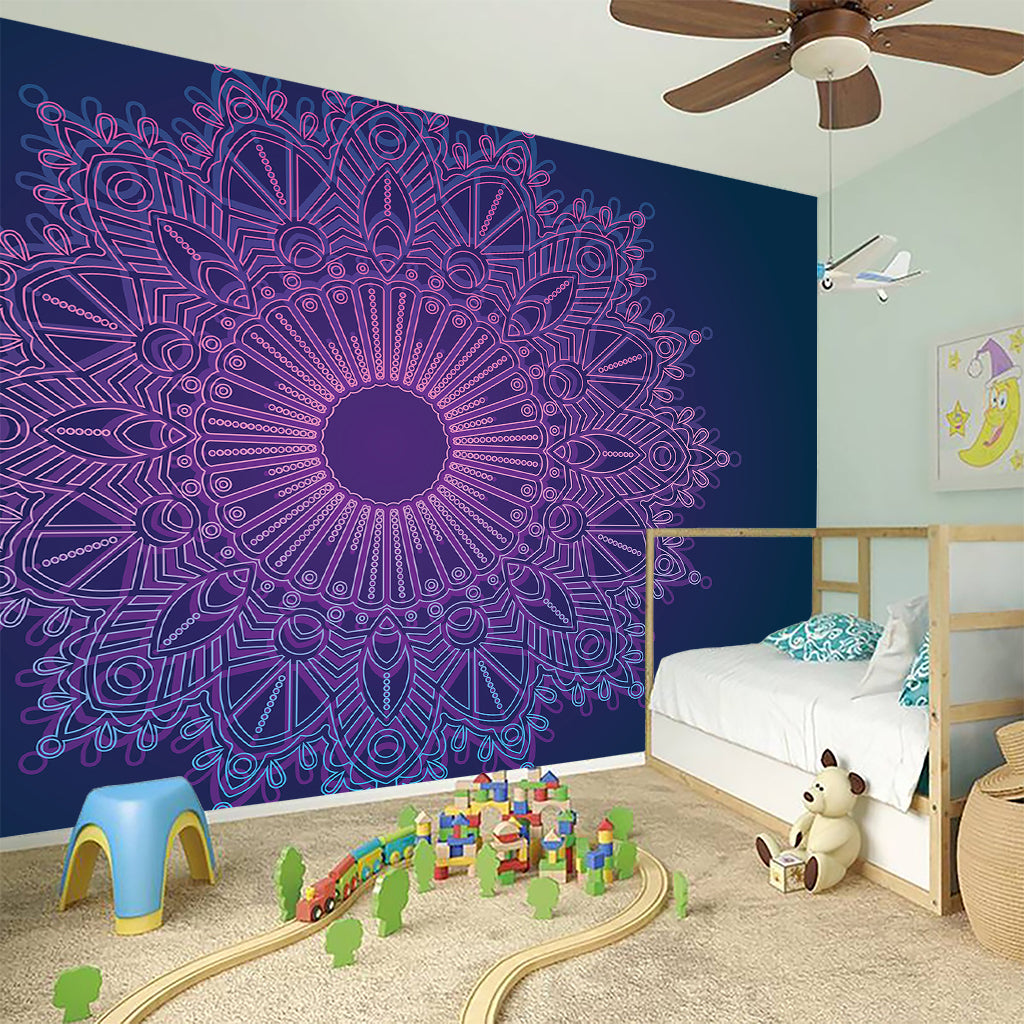 Purple Trippy Mandala Print Wall Sticker