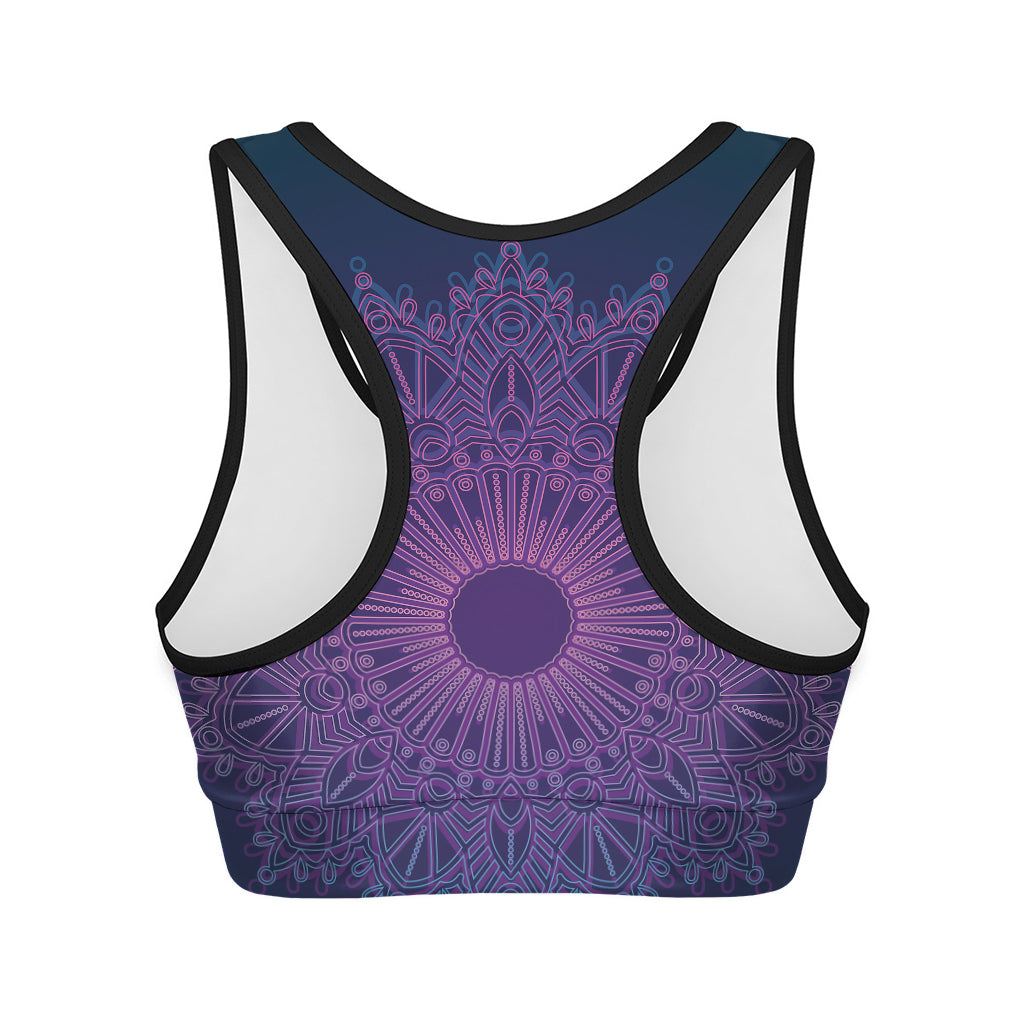 Purple Trippy Mandala Print Women's Sports Bra
