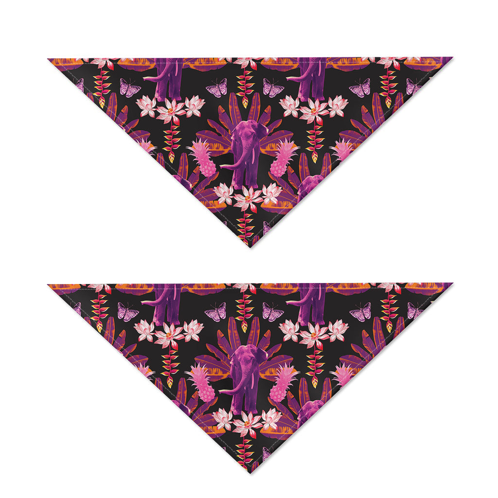 Purple Tropical Elephant Pattern Print Dog Bandana