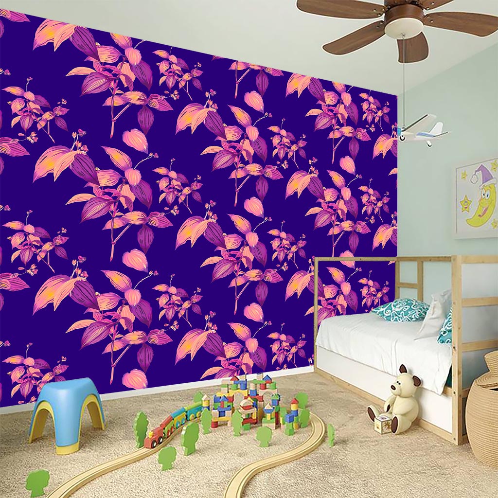 Purple Tropical Hawaiian Pattern Print Wall Sticker