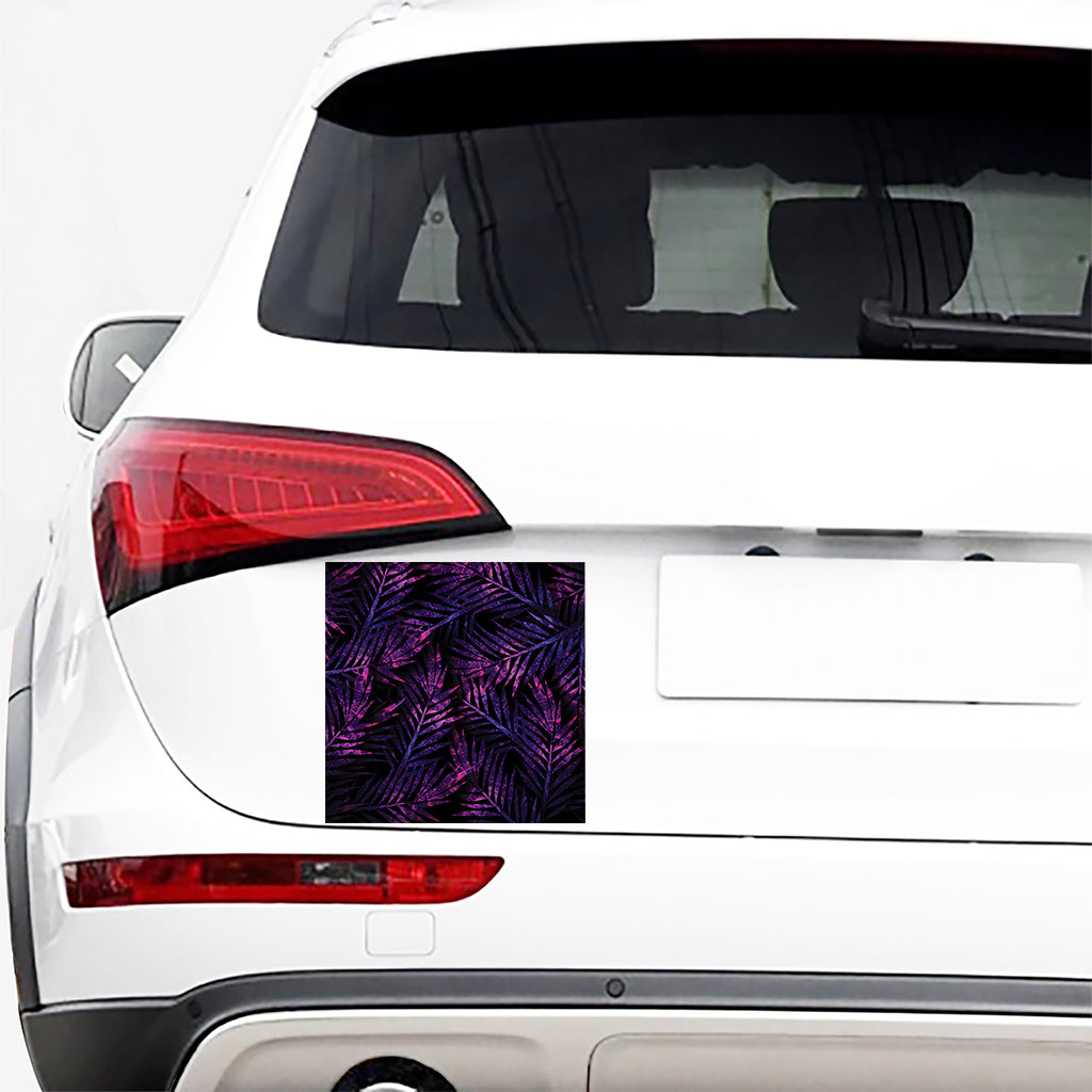 Purple Tropical Leaves Print Car Sticker