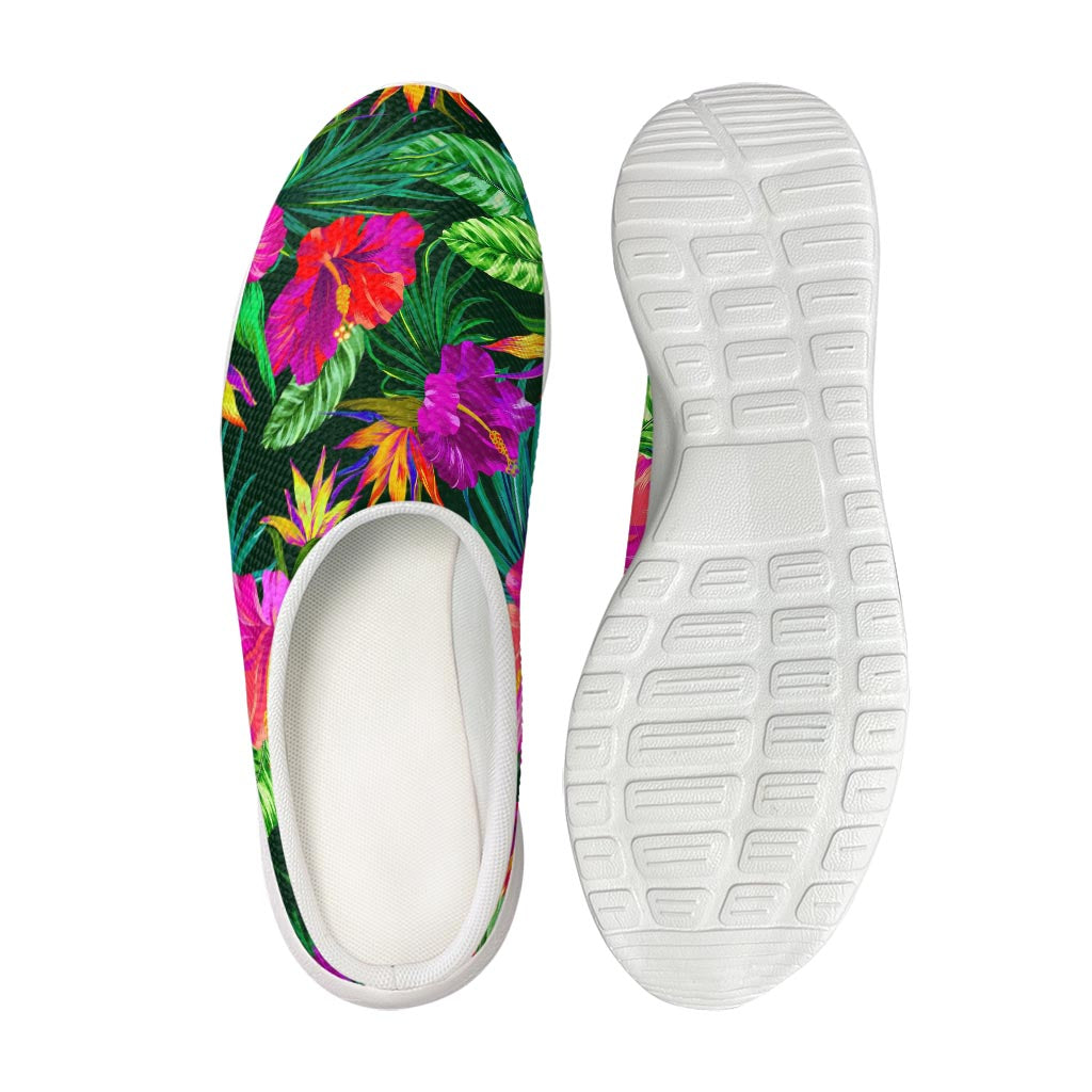Purple Tropical Pattern Print Mesh Casual Shoes