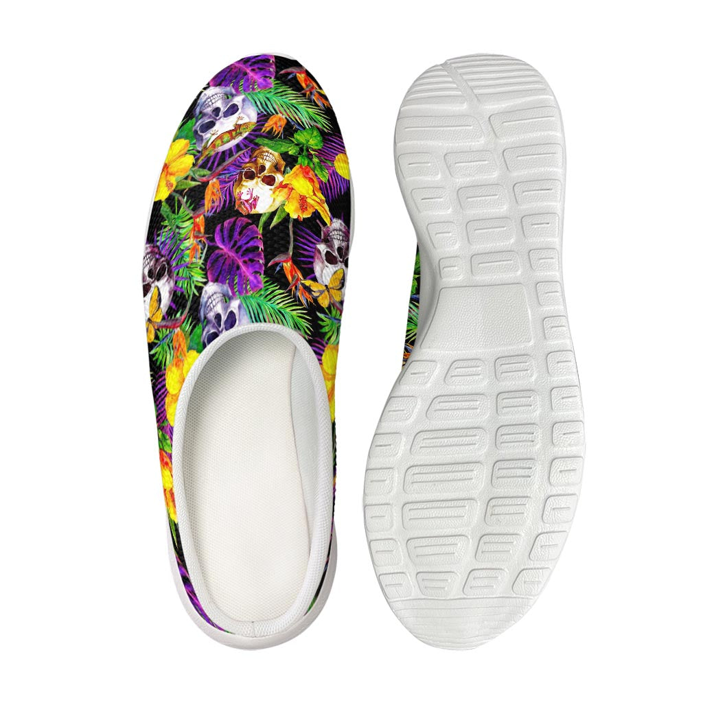Purple Tropical Skull Pattern Print Mesh Casual Shoes