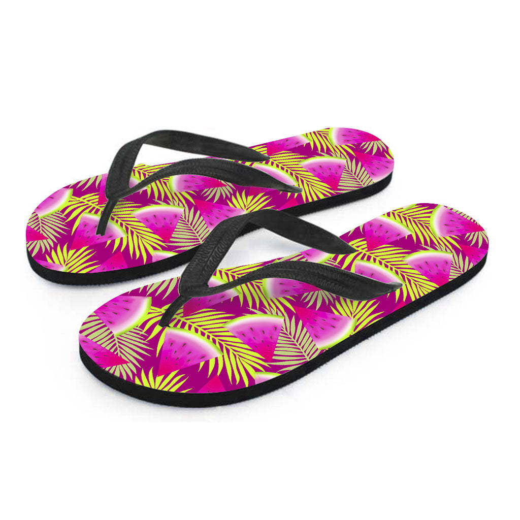 Purple Tropical Watermelon Pattern Print Flip Flops