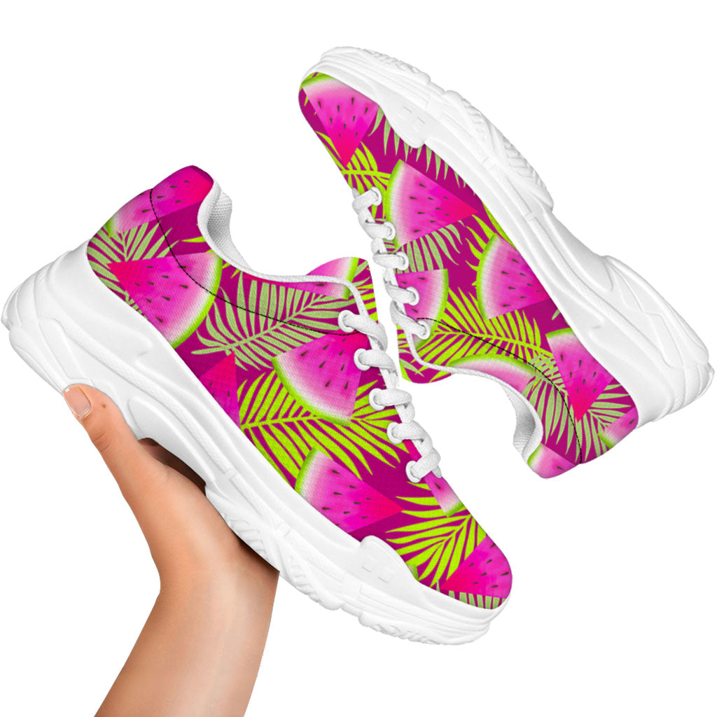 Purple Tropical Watermelon Pattern Print White Chunky Shoes
