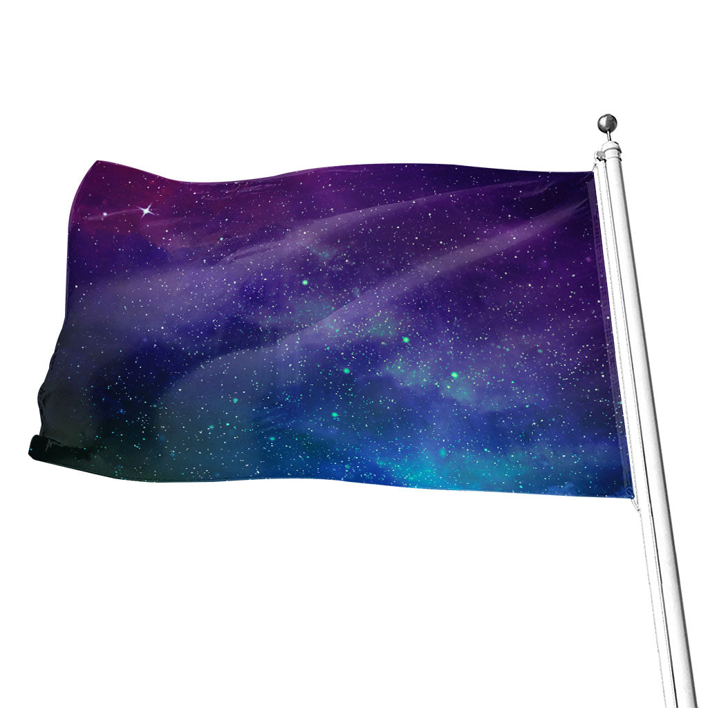 Purple Turquoise Galaxy Space Print Flag