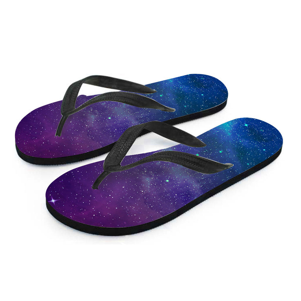 Purple Turquoise Galaxy Space Print Flip Flops