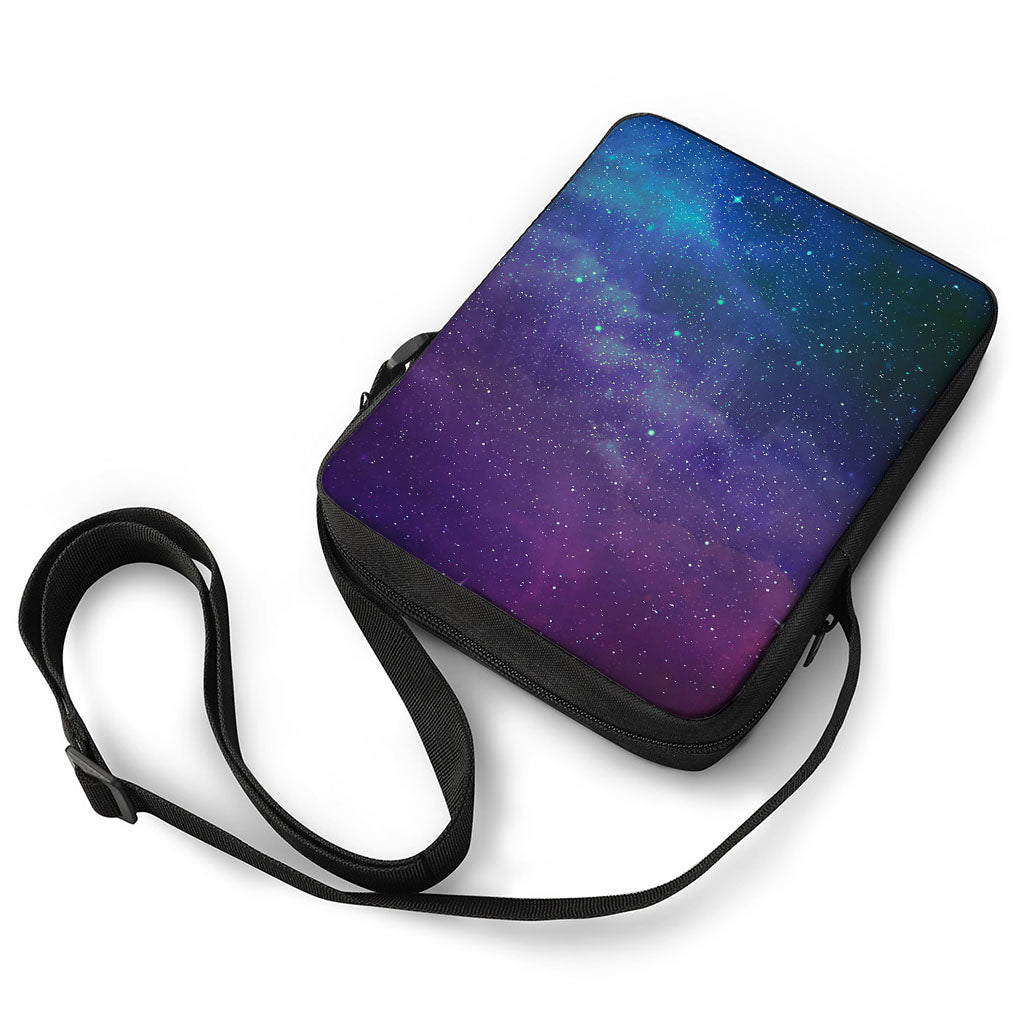 Purple Turquoise Galaxy Space Print Rectangular Crossbody Bag
