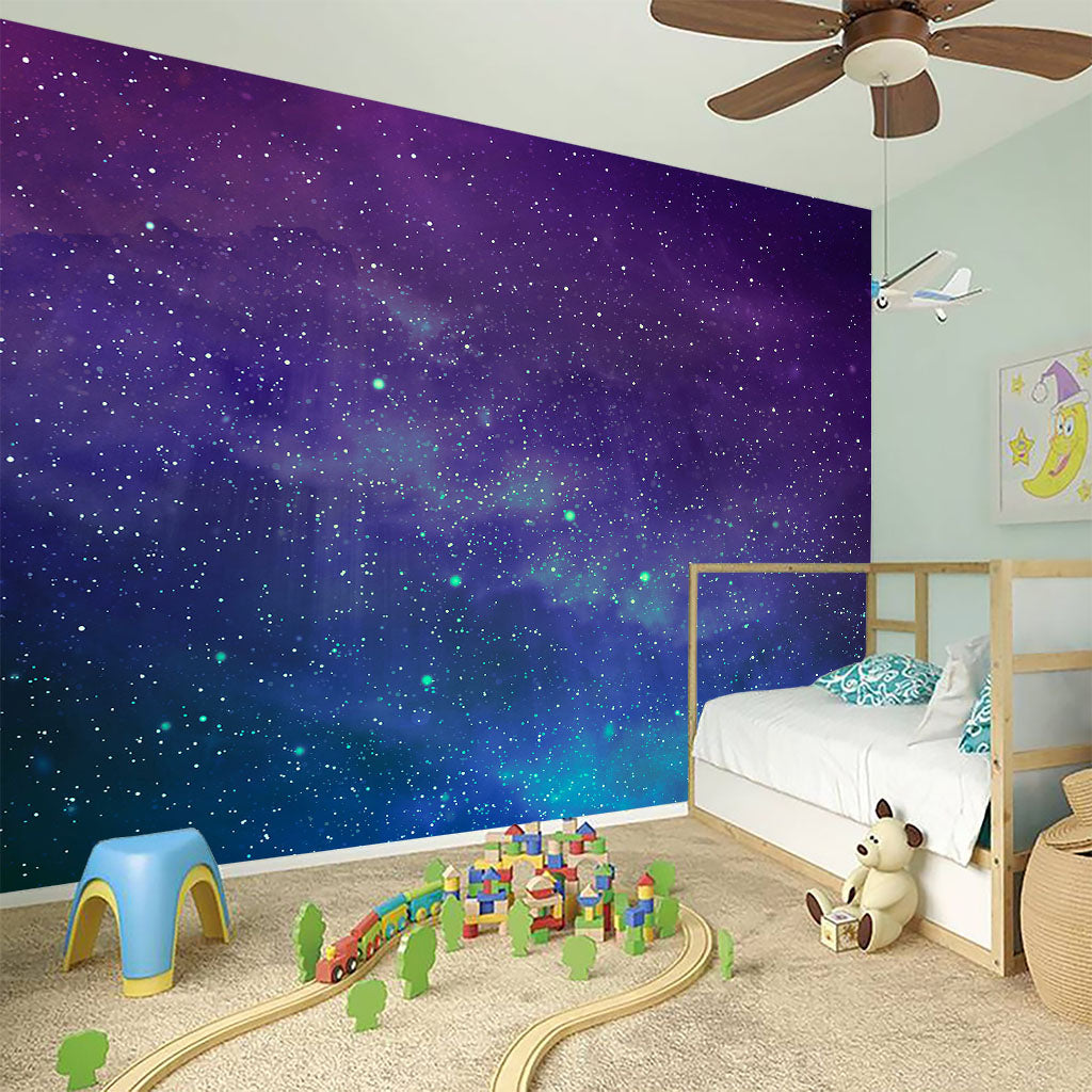 Purple Turquoise Galaxy Space Print Wall Sticker