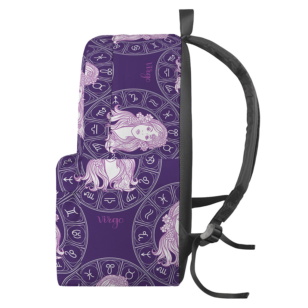 Purple Virgo Zodiac Pattern Print Backpack