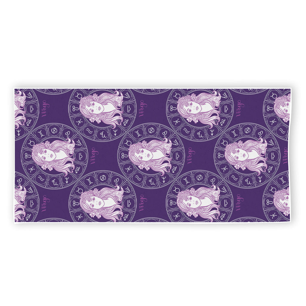 Purple Virgo Zodiac Pattern Print Beach Towel