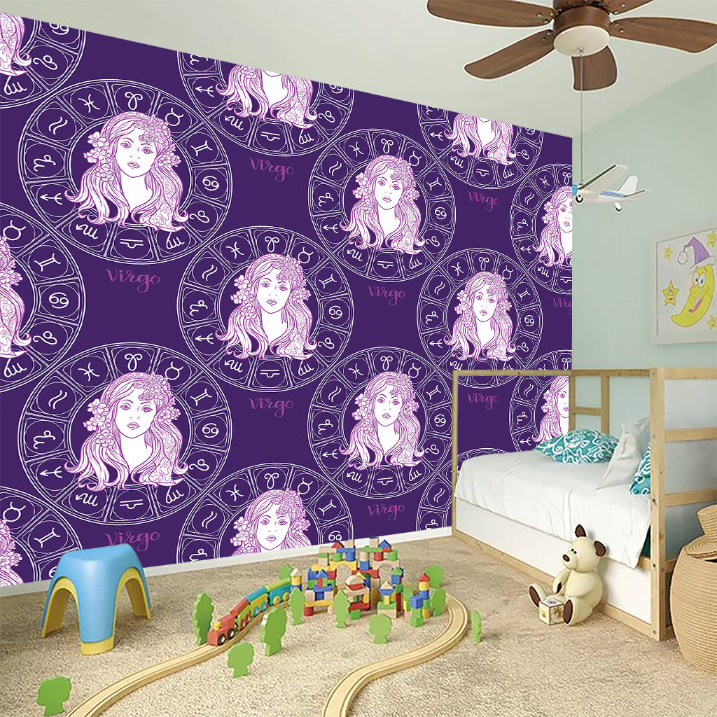 Purple Virgo Zodiac Pattern Print Wall Sticker