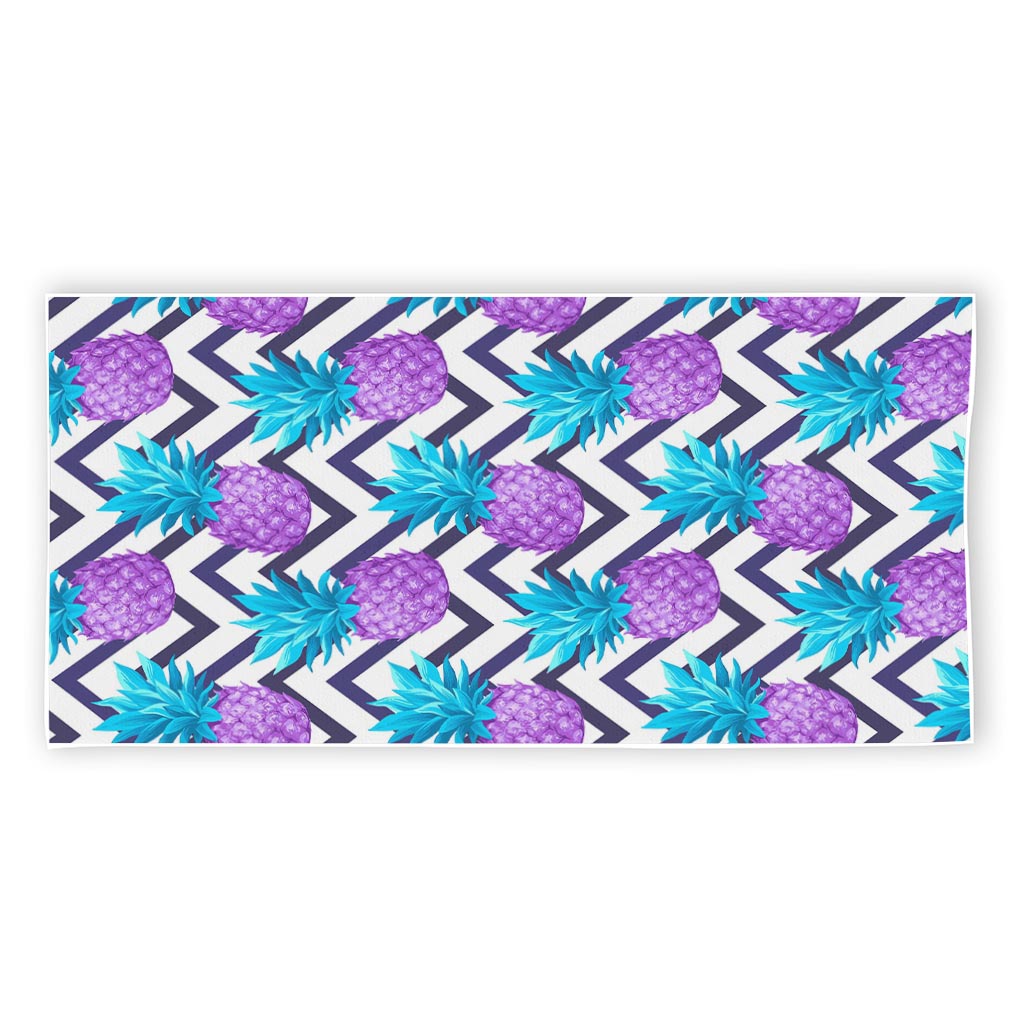 Purple Zig Zag Pineapple Pattern Print Beach Towel