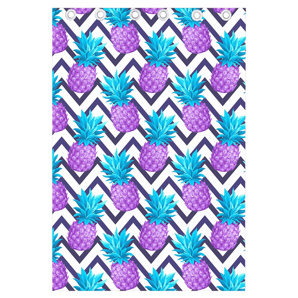 Purple Zig Zag Pineapple Pattern Print Curtain