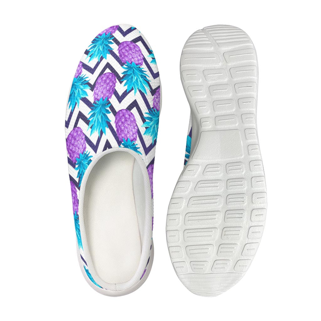 Purple Zig Zag Pineapple Pattern Print Mesh Casual Shoes