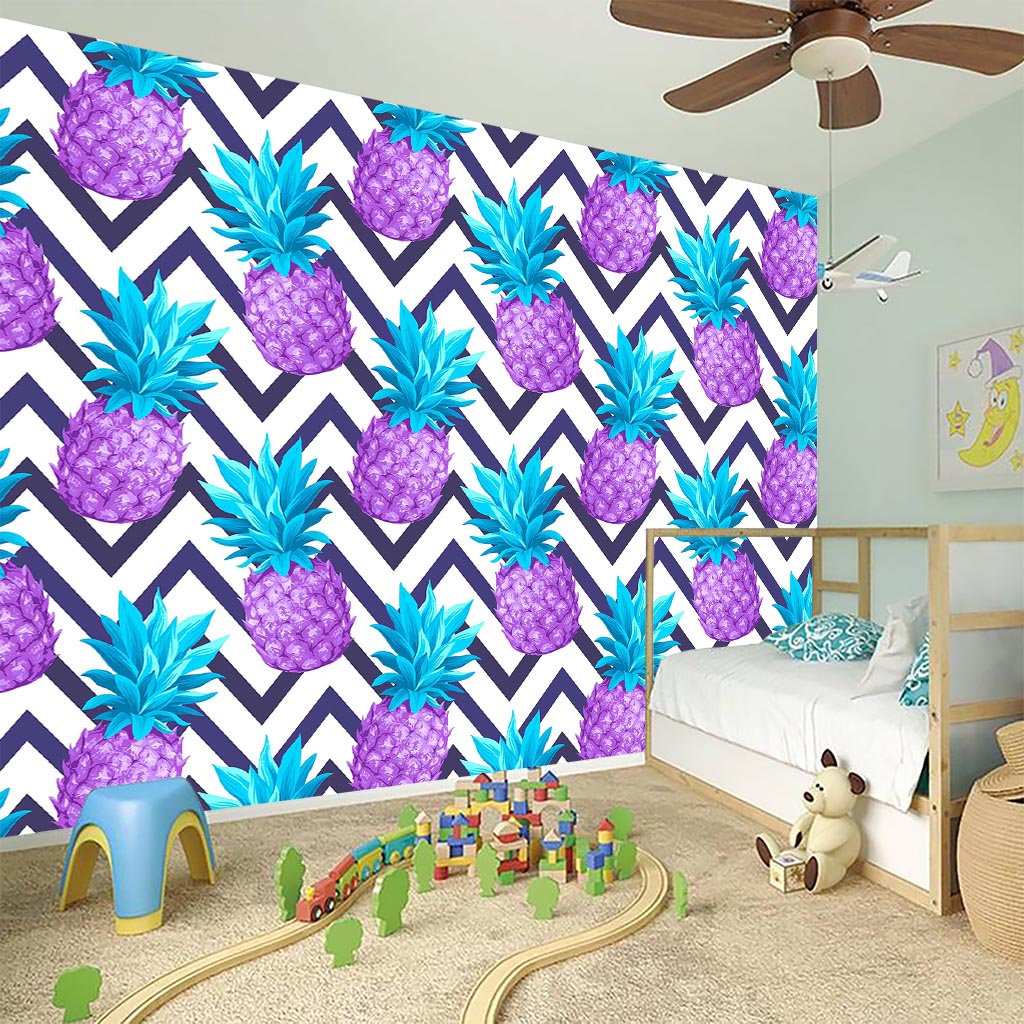 Purple Zig Zag Pineapple Pattern Print Wall Sticker