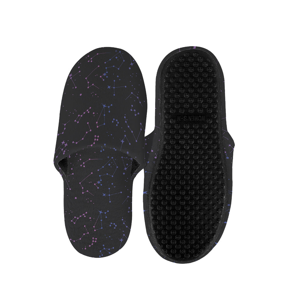 Purple Zodiac Stars Pattern Print Slippers