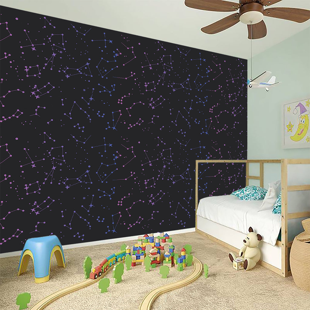 Purple Zodiac Stars Pattern Print Wall Sticker